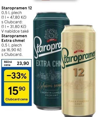 Pivo světlý ležák 12° Staropramen
