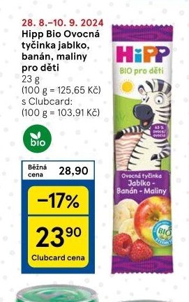 Hipp Bio Ovocná tyčinka jablko, banán, maliny
