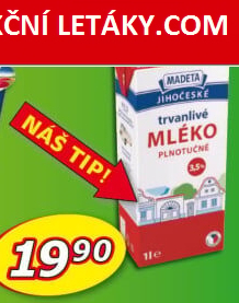 Mléko trvanlivé Jihočeské Madeta - 3,5% plnotučné