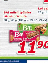 Müsli energetická tyčinka Ba! Bakalland