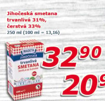 Smetana ke šlehání trvanlivá Jihočeská Madeta 31%