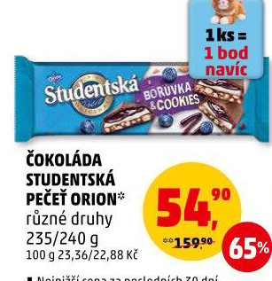 Čokoláda Studentská pečeť Orion