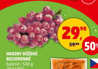 Hrozny růžové bezsemenné