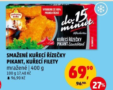 Řízečky kuřecí smažené mražené Pikant Vodňanské kuře