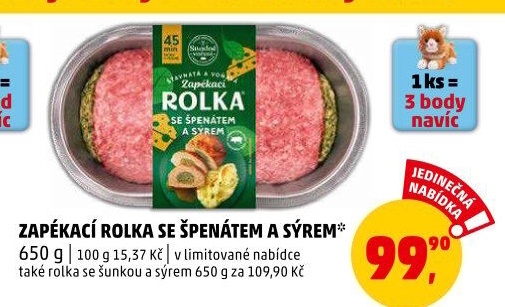 Rolka se špenátem a sýrem Snadné vaření Kostelecké uzeniny