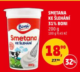 Smetana ke šlehání Boni 31% - Penny Market akcniletaky.com