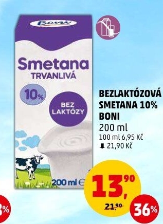Smetana na vaření 10% bez laktózy Boni