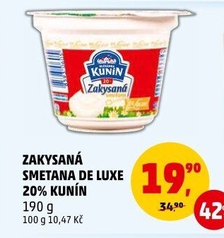 Zakysaná smetana de luxe Mlékárna Kunín 20%