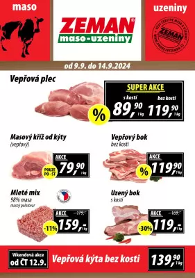 akční leták ZEMAN maso - uzeniny 9.9.2024-14.9.2024