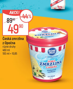 Zmrzlina v kelímku Česká zmrzlina z Opočna Bohemilk