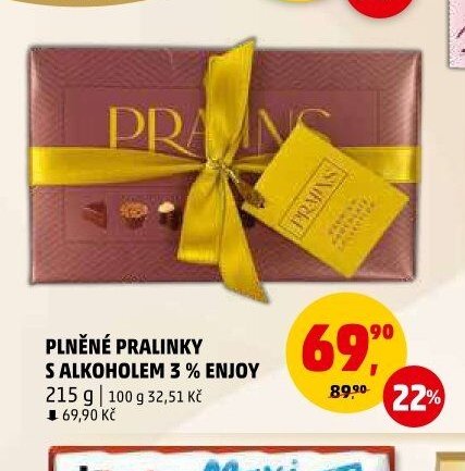 Plněné pralinky S alkoholem 3 % Enjoy