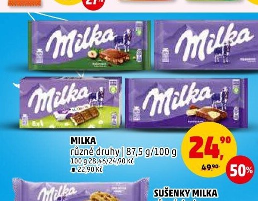 Milka různé druhy