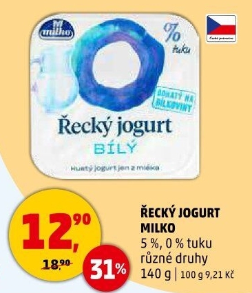 Bílý jogurt řecký 0% Milko