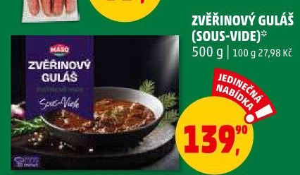 Guláš zvěřinový Sous vide Maso Příbram