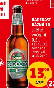 Pivo světlé výčepní Rázná 10° Radegast