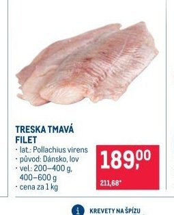 TRESKA TMAVÁ FILET