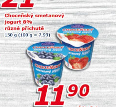 Jogurt smetanový ochucený Choceňský