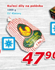 Kuřecí díly na polévku mražené DZ Klatovy