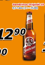 Pivo světlé výčepní Originál 10° Gambrinus