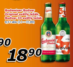 Pivo světlý ležák Original Budweiser Budvar