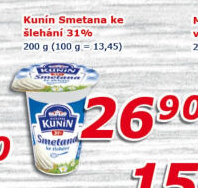 Smetana ke šlehání Mlékárna Kunín 31%