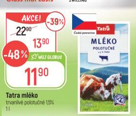 Mléko trvanlivé Tatra - 1,5% polotučné