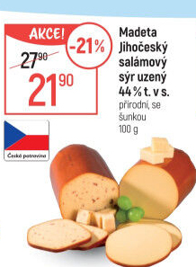 Sýr uzený salámový 44% Jihočeský Madeta