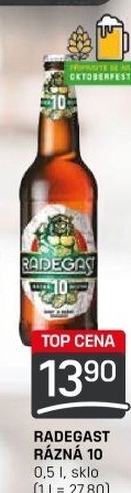 Pivo světlé výčepní Rázná 10° Radegast