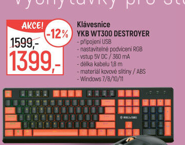 Herní klávesnice Yenkee YKB WT300 DESTROYER