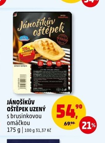 JÁNOŠÍKŮV OŠTĚPEK UZENÝ s brusinkovou omáčkou 175 g