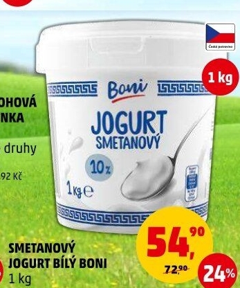 Bílý jogurt smetanový Boni