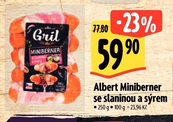 Albert Miniberner se slaninou a sýrem