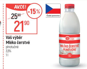 Mléko čerstvé Váš Výběr - 3,5% plnotučné