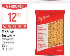 Těstoviny bezvaječné My Price