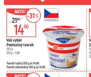 Váš výběr Polotučný tvaroh 250 g