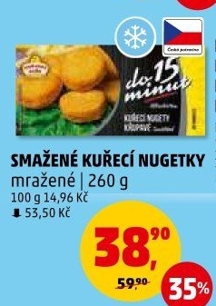 Nugetky kuřecí smažené mražené Vodňanské kuře