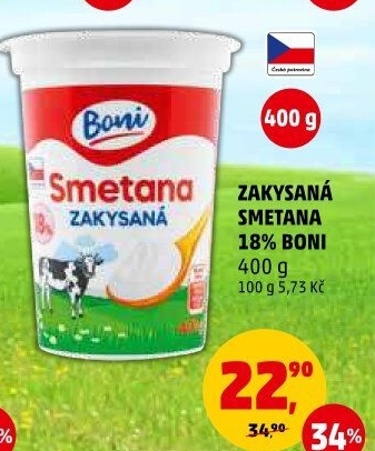 Smetana zakysaná Boni 18%