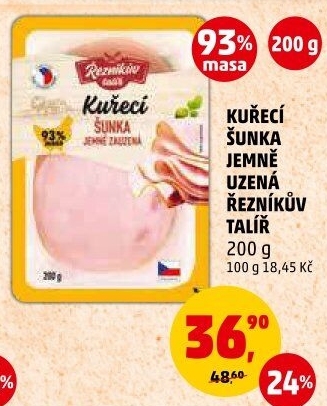 Šunka kuřecí jemně uzená Řezníkův talíř