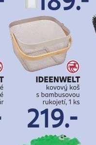 IDEENWELT kovový koš s bambusovou rukojetí, 1 ks
