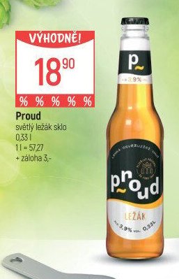 Proud světlý ležák sklo