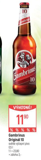 Pivo světlé výčepní Originál 10° Gambrinus