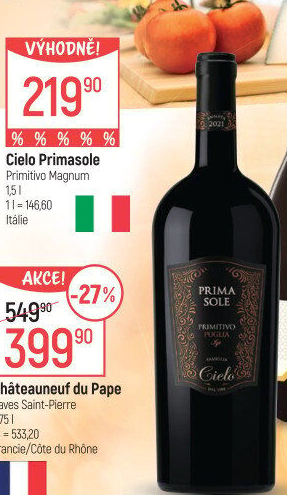 Víno Primitivo Primasole Cielo