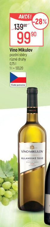 Víno Rulandské šedé Víno Mikulov - pozdní sběr