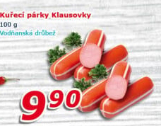 Párky kuřecí Klausovky Vodňanské kuře