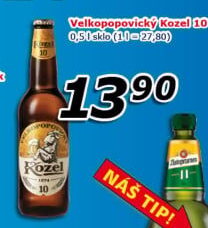 Pivo světlé výčepní 10°Velkopopovický Kozel