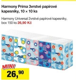 Papírové kapesníčky 3vrstvé Harmony