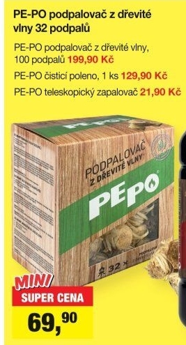 Podpalovač z dřevité vlny Pe-po