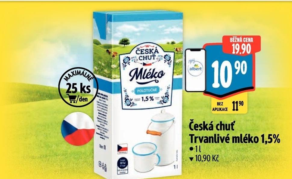 Mléko trvanlivé Česká chuť - 1,5% polotučné