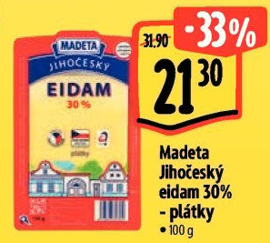 Sýr Eidam Jihočeský 30% Madeta