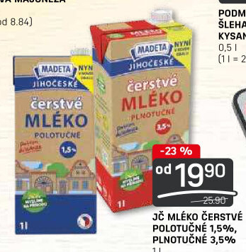 Mléko čerstvé Jihočeské Madeta